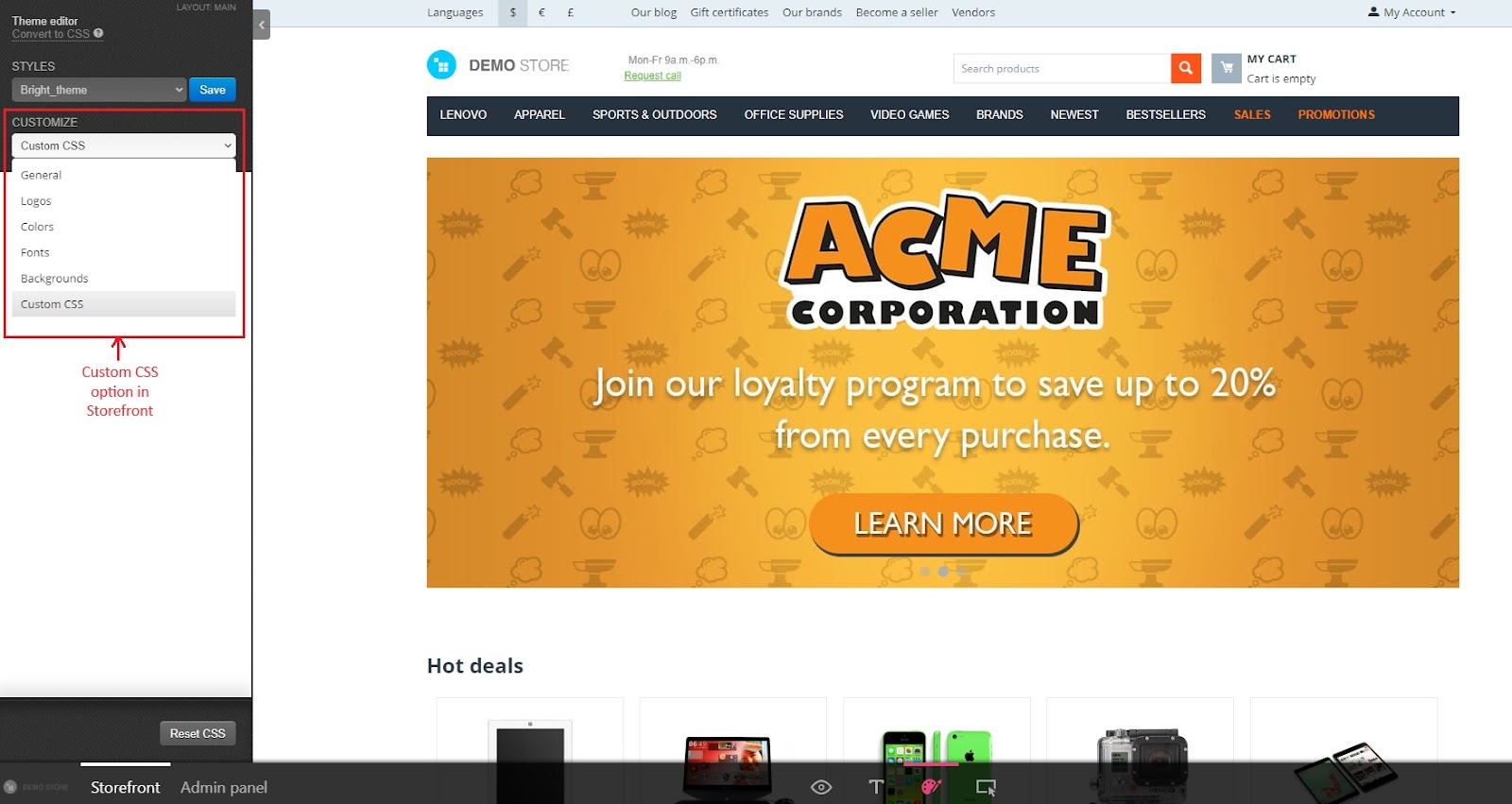 Custom CSS in storefront