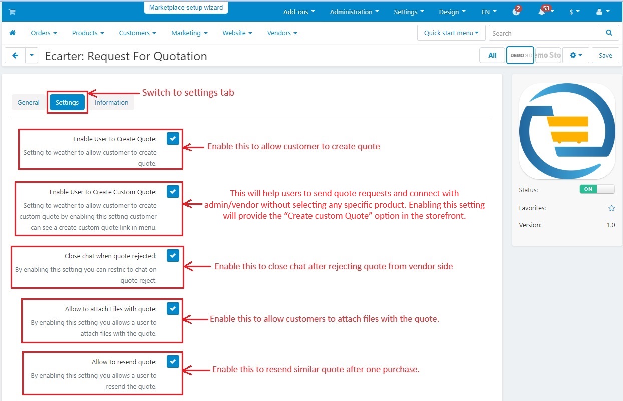 Settings explanation page 1