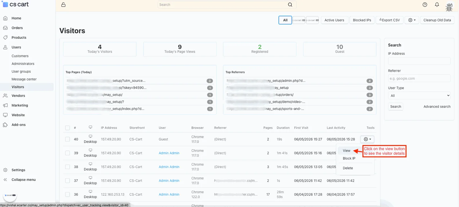 CS-Cart User Tracking Add-on: Visitor Analytics — illustration 13