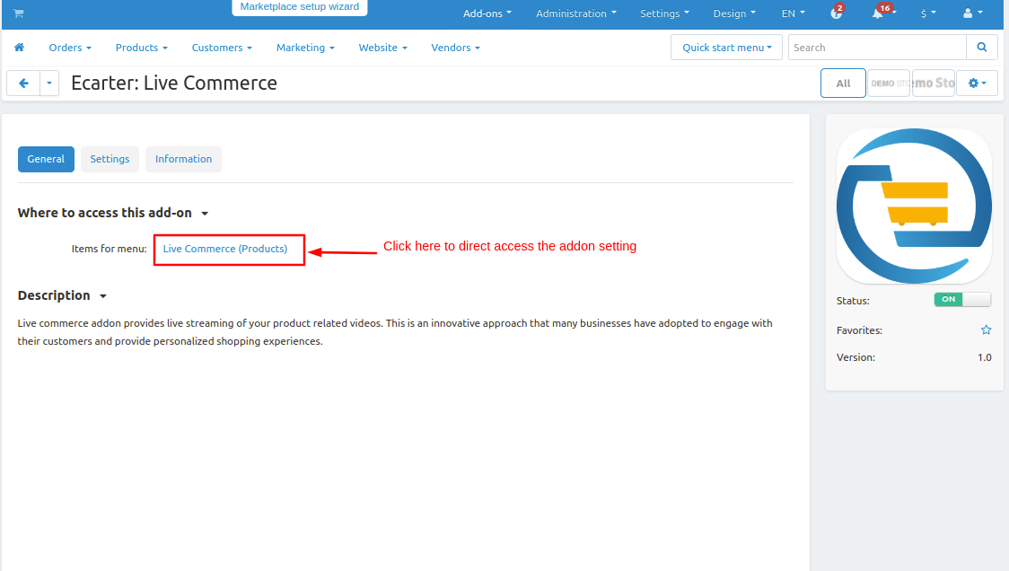 addon page