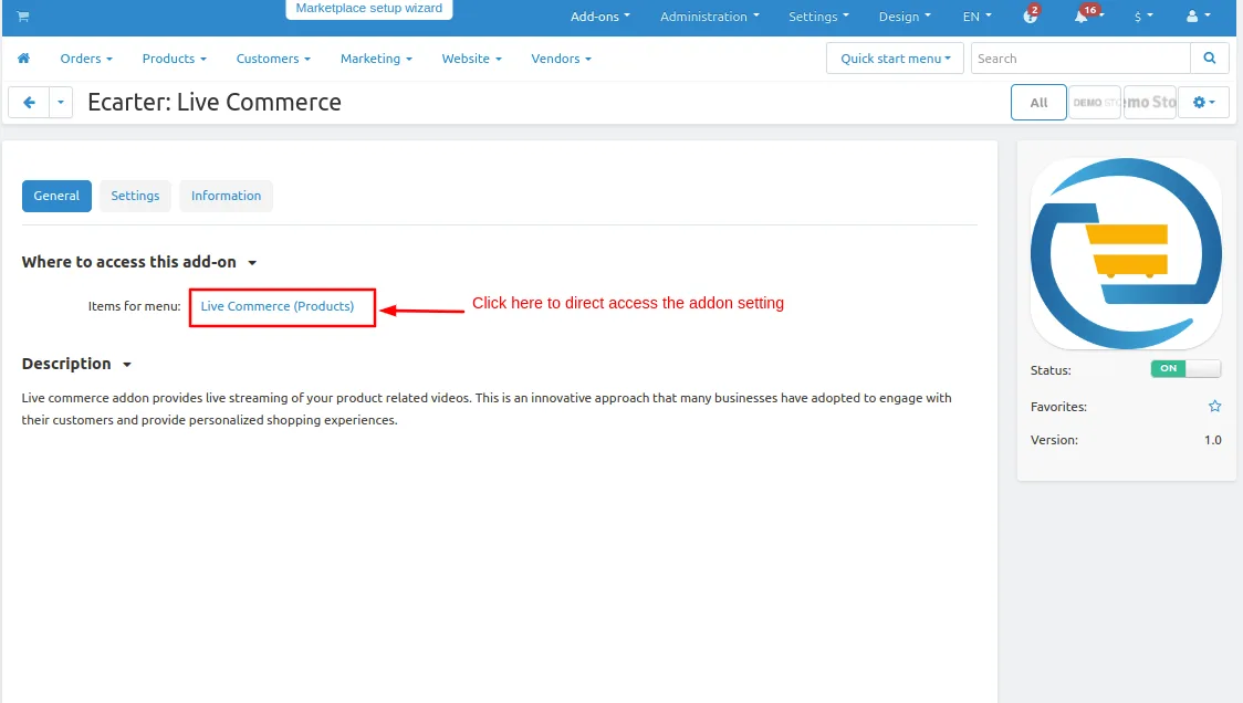 addon page