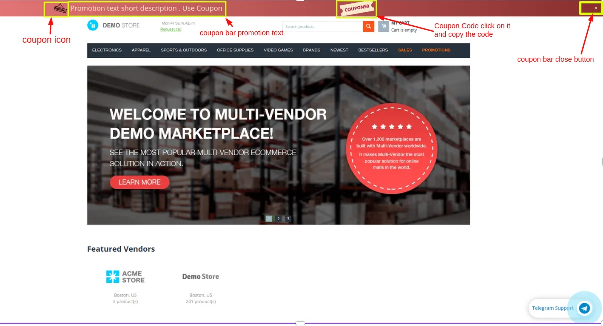 CS-Cart Coupon Bar Add-on: Promote Discounts — illustration 12