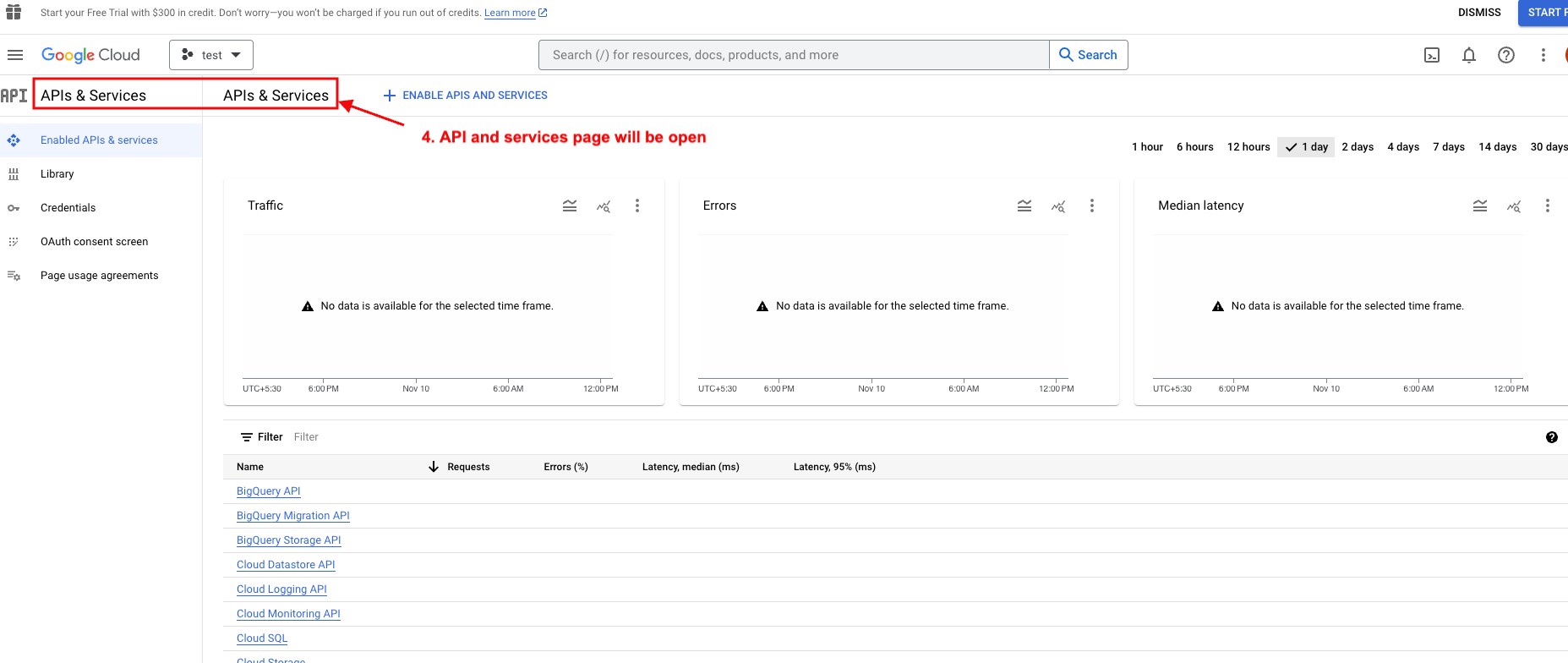 API and service page