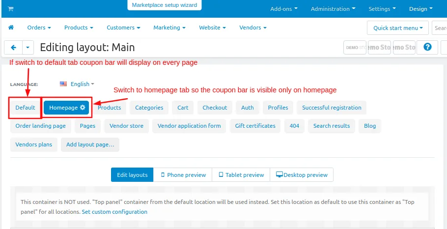 CS-Cart Coupon Bar Add-on: Promote Discounts — illustration 7