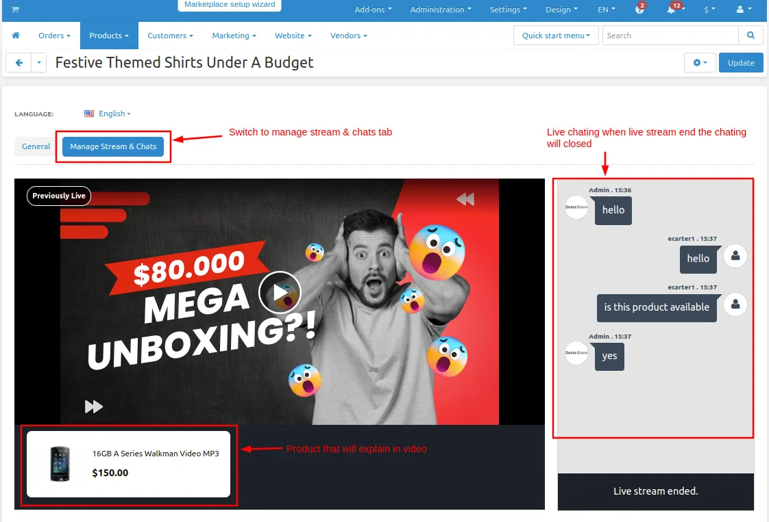 CS-Cart Live Commerce Add-on: Livestream Shop — illustration 29