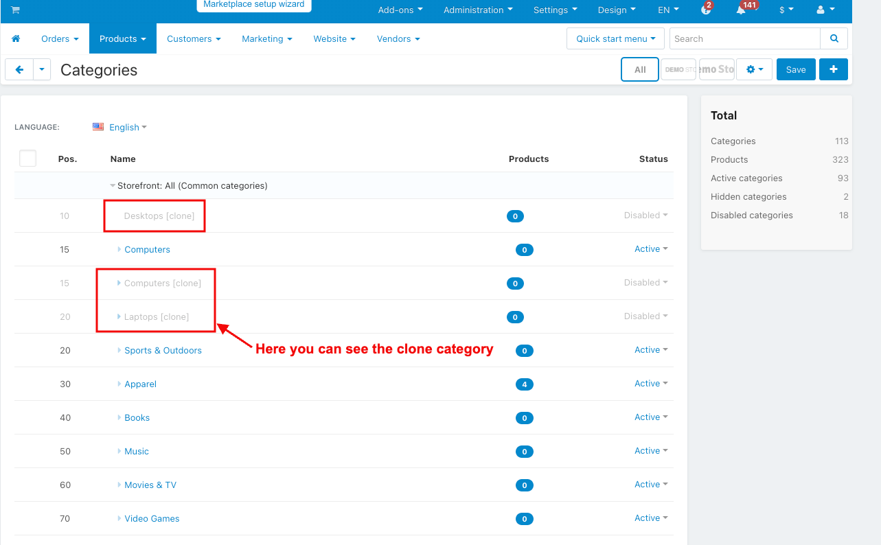 Clone category page