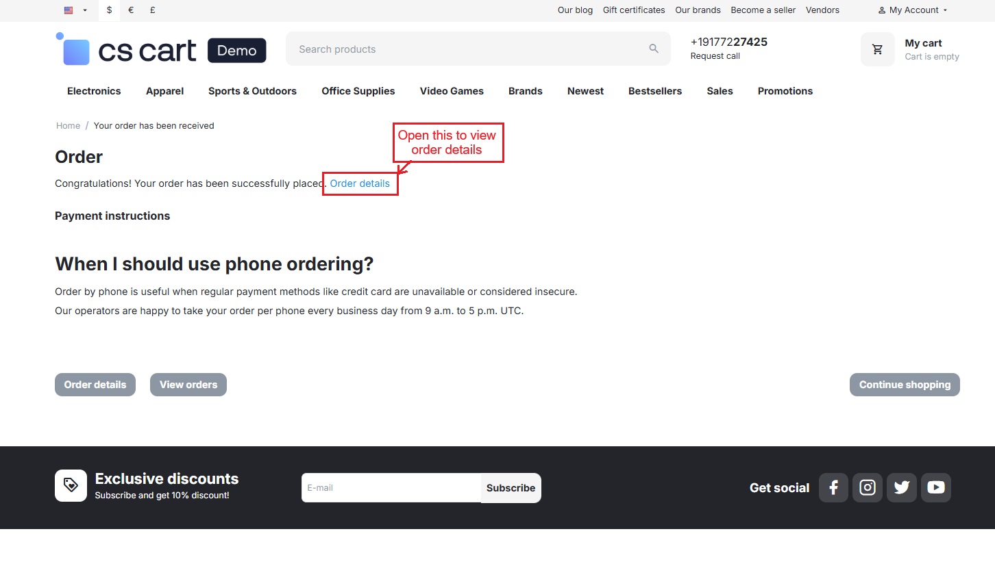 Order details page