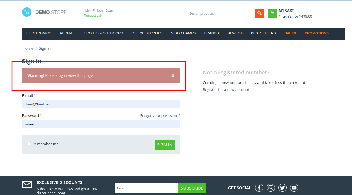 login alert page1