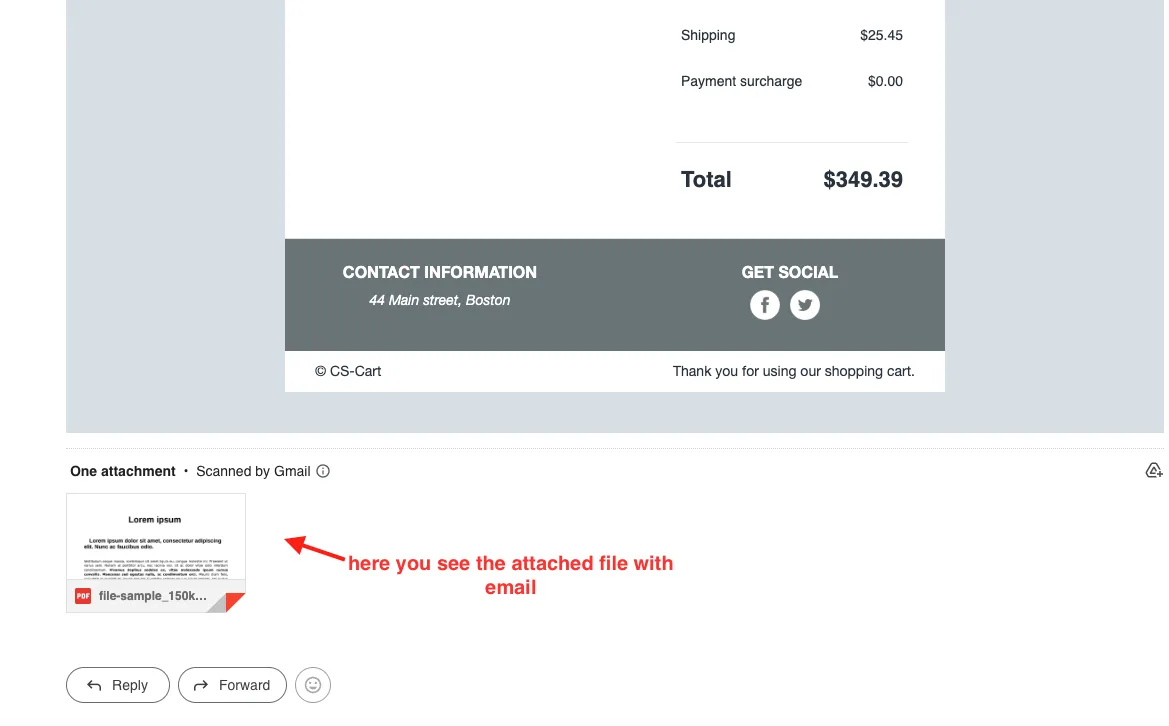 order email attachments