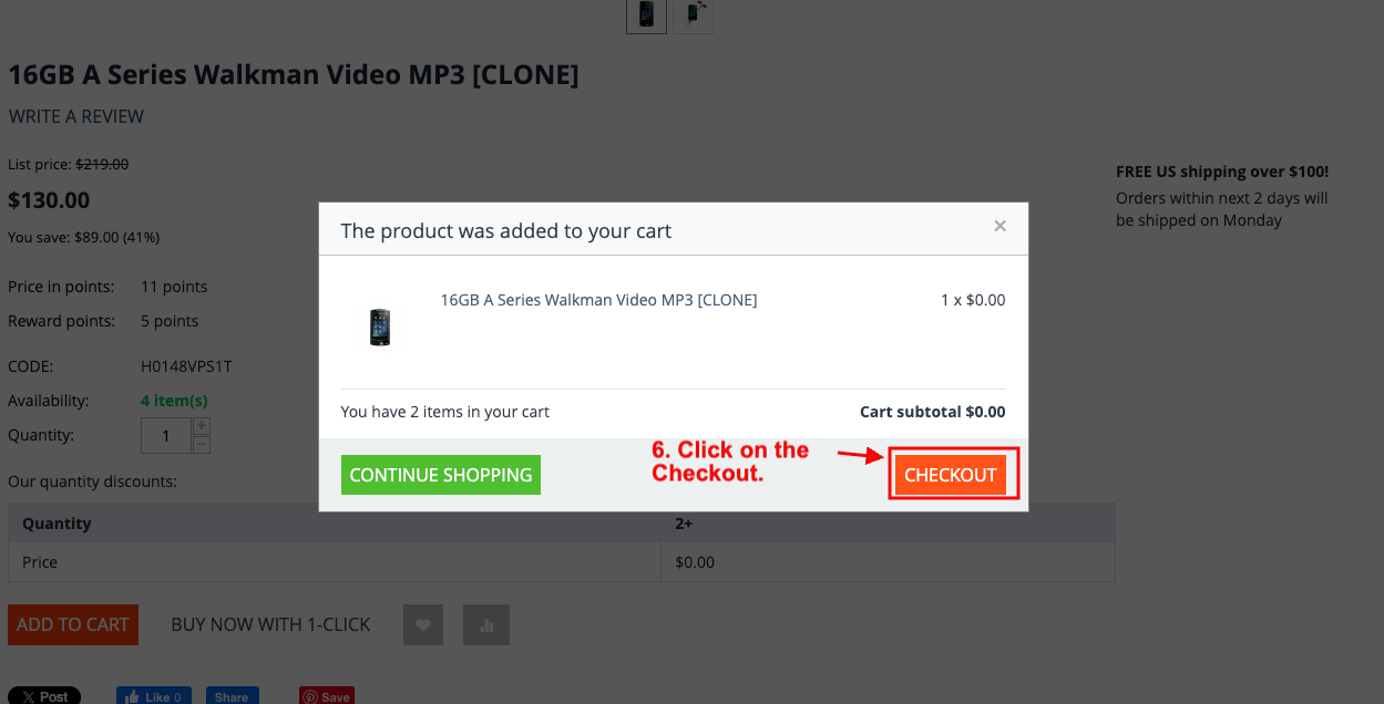 click on the add to cart