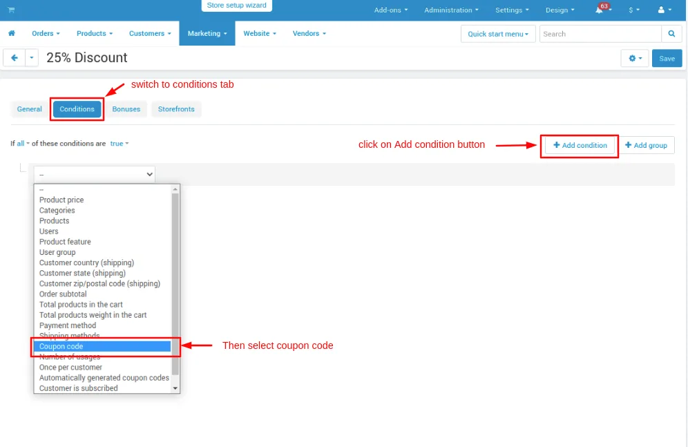 add condition page