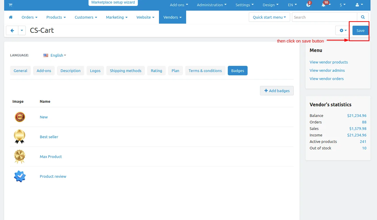 CS-Cart Vendor Badges Add-on: Seller Trust — illustration 19