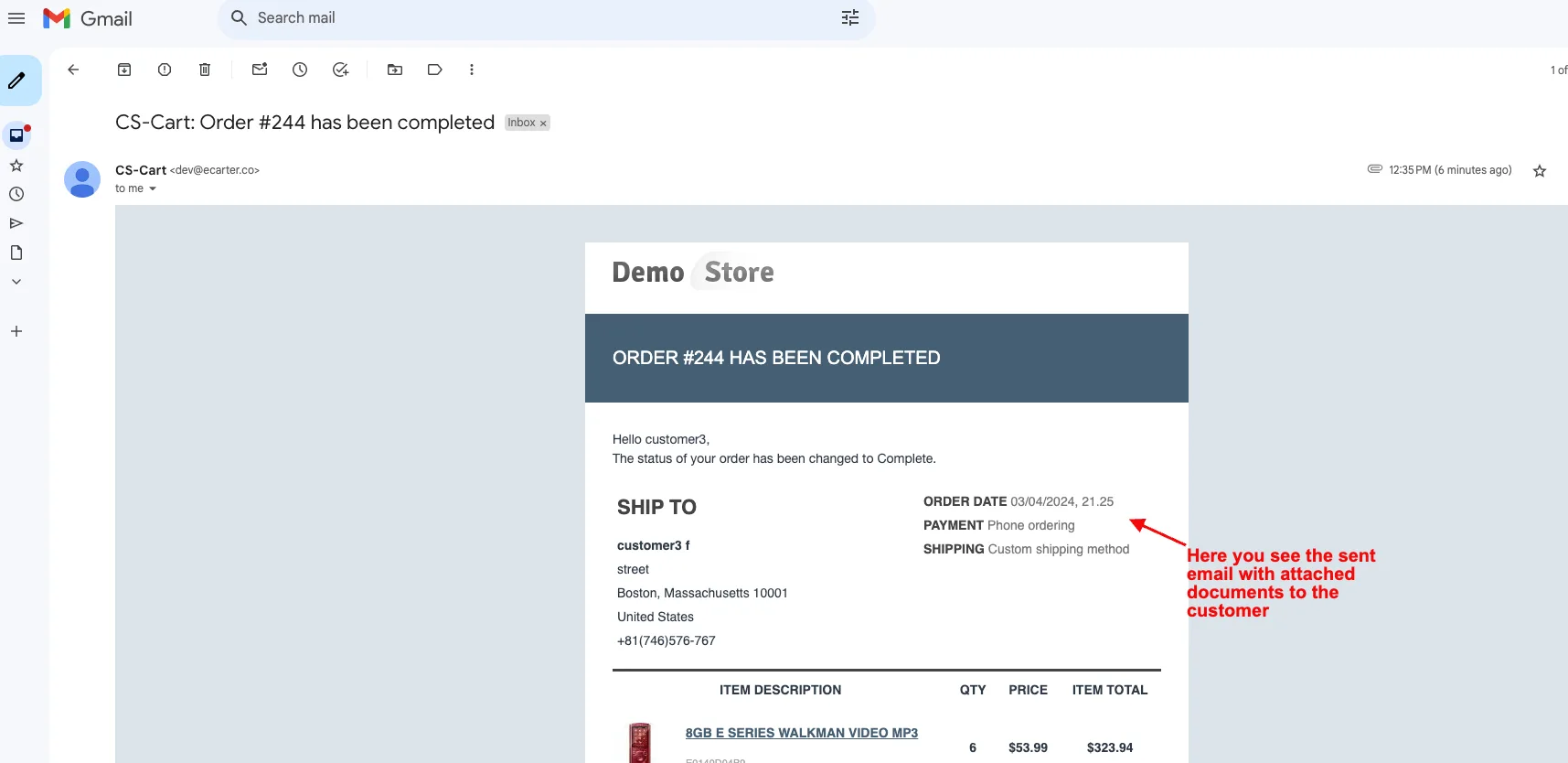 see the email