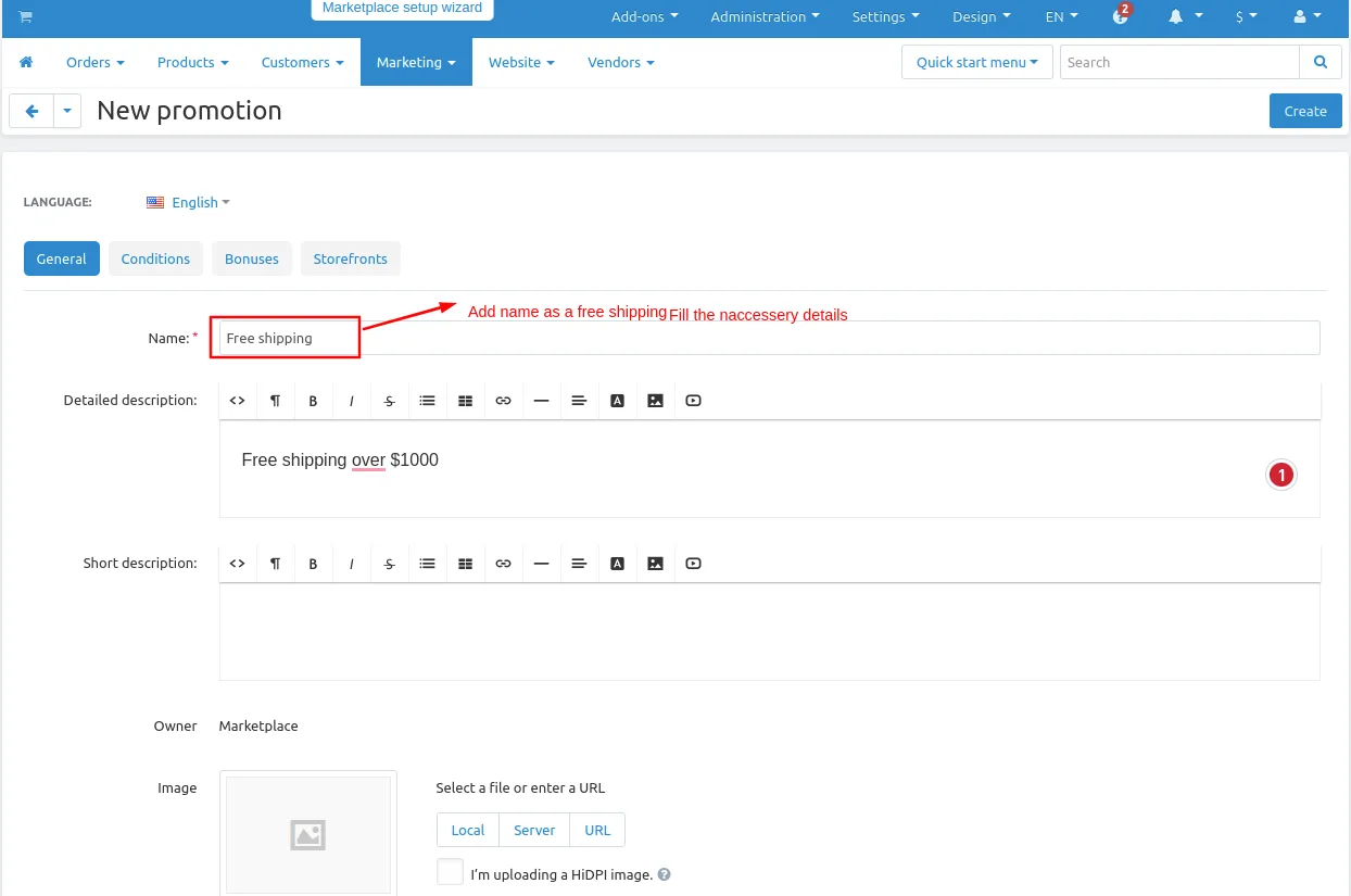 settings page