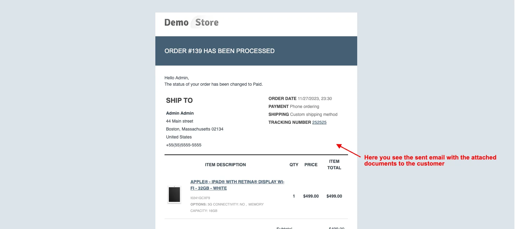 sent email with the attached documents
