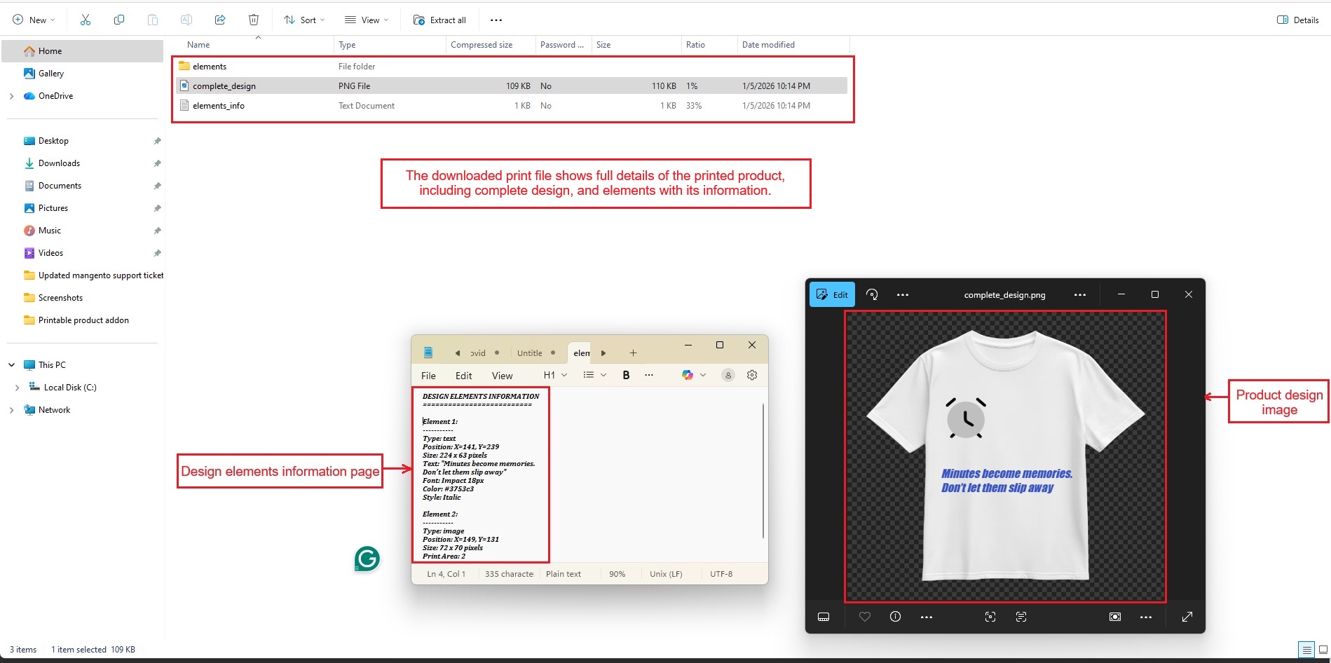 Design elements information page