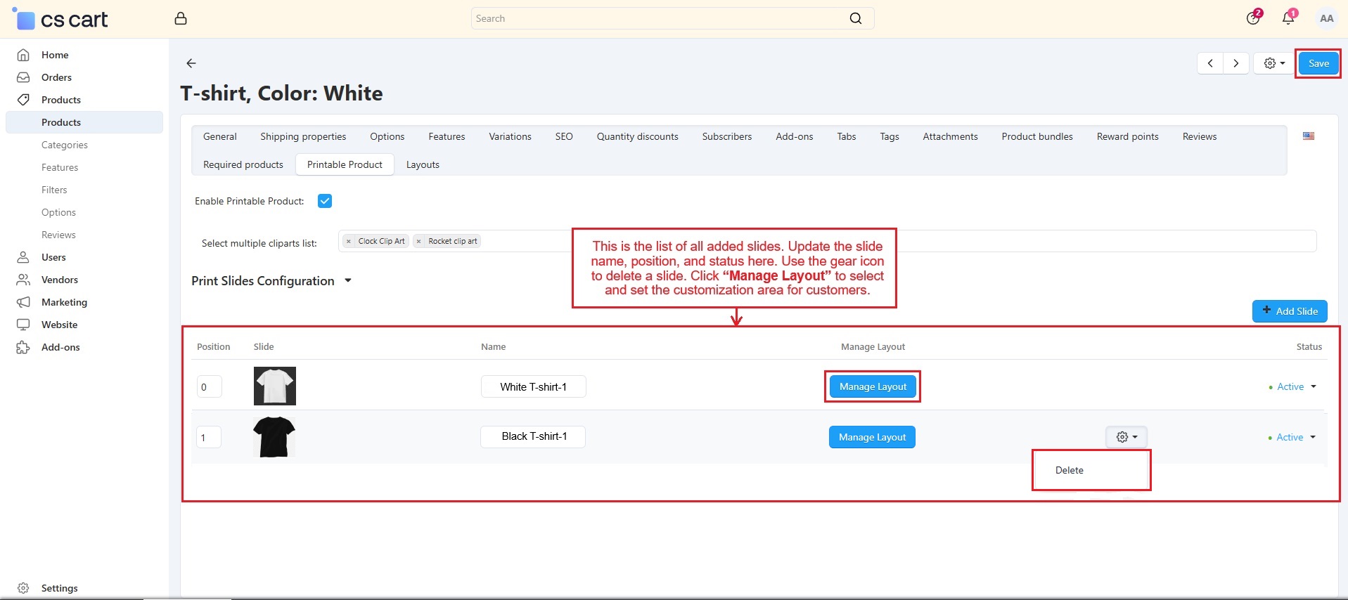 Manage Layout