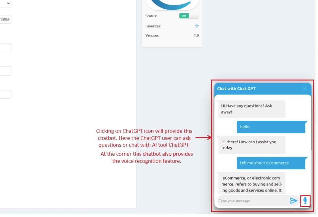 Chatbot at the corner for admin