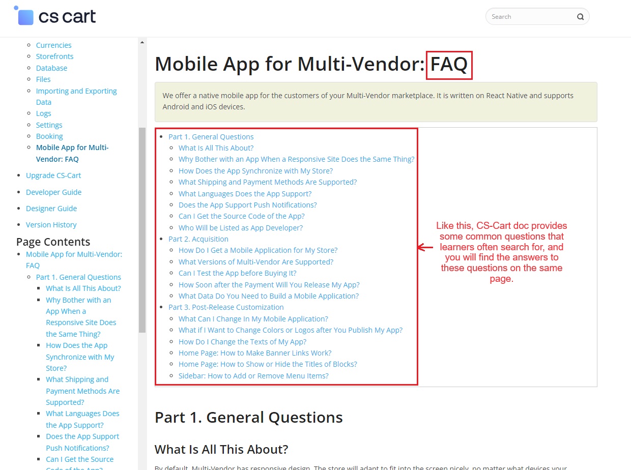 FAQ page