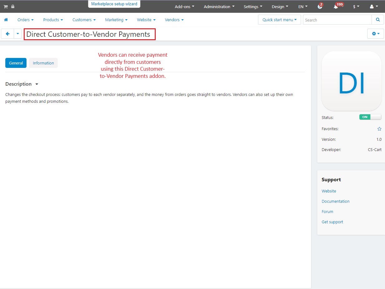 Direct Customer to vendor payments