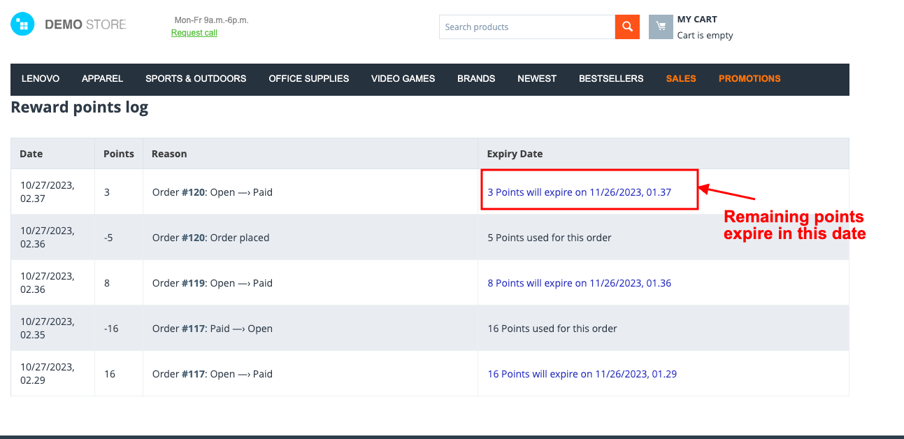 reward point history page2