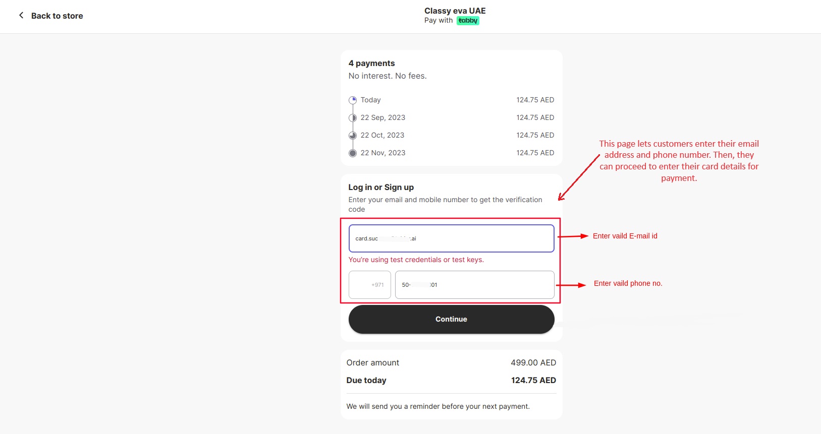This page allow customers add their ID and phone number