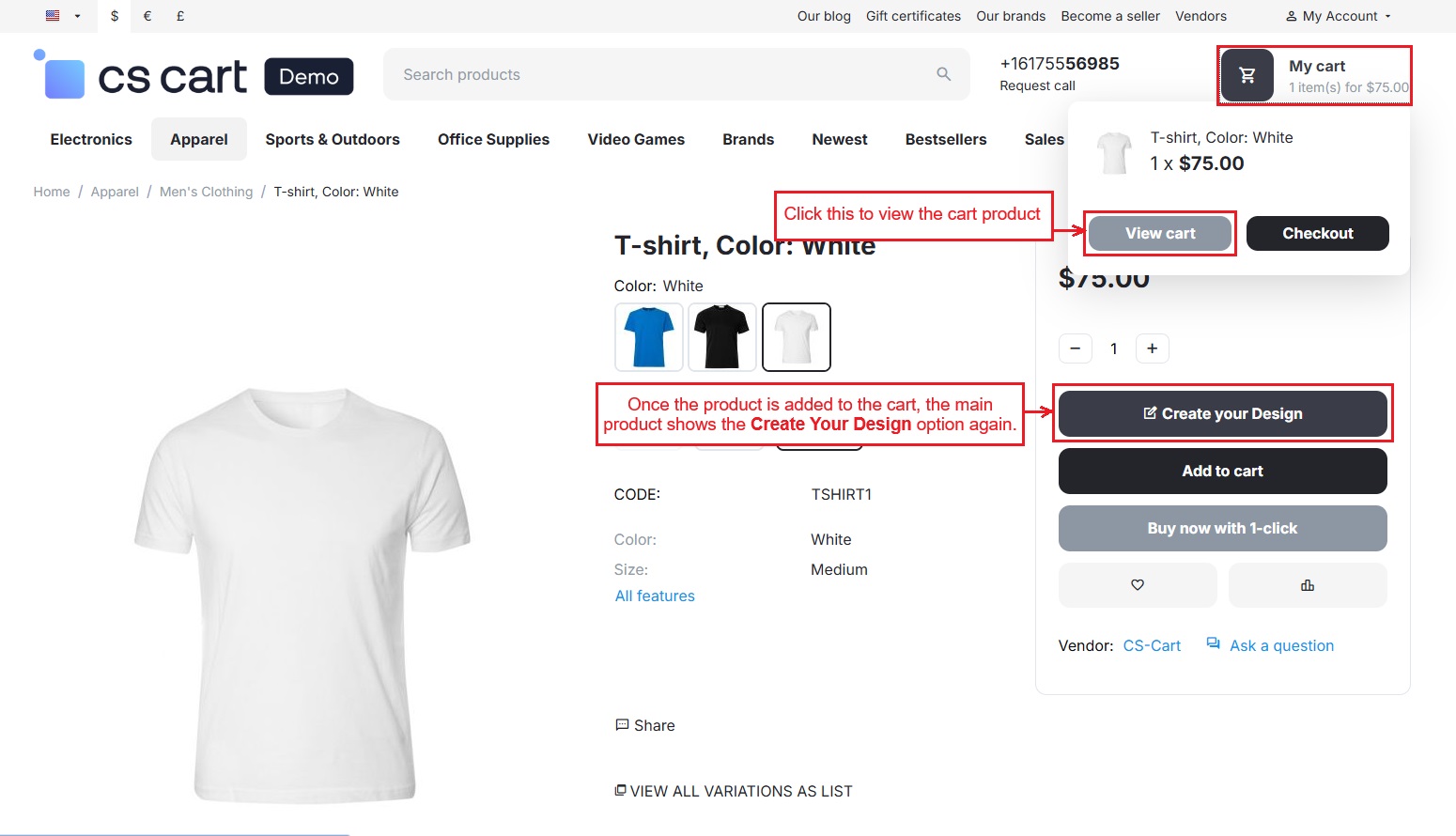 View cart page
