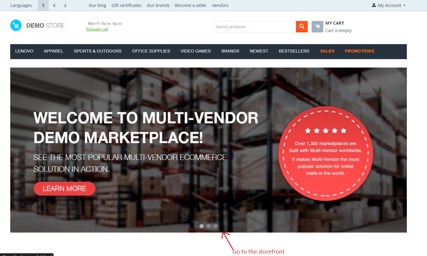 Storefront page