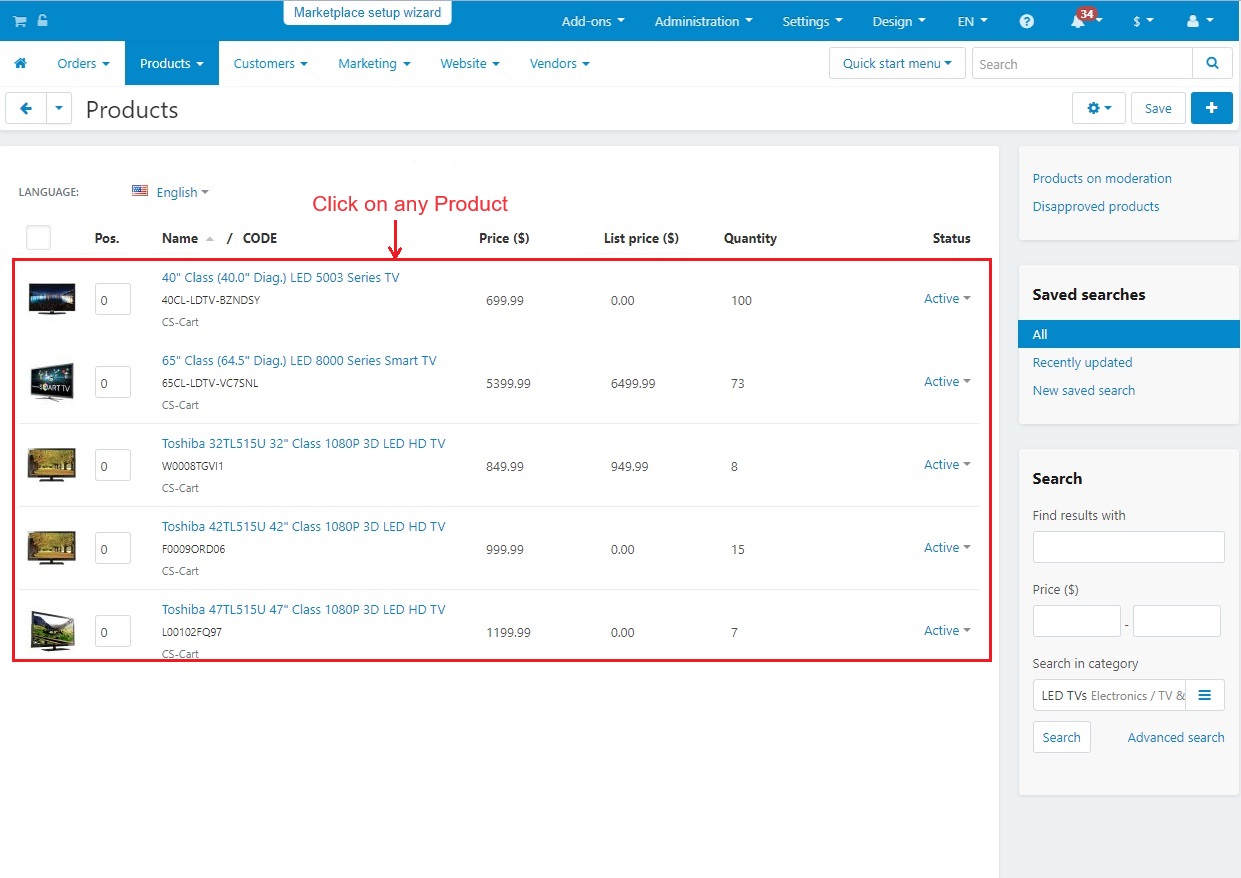 More settings of product labels within individual categories