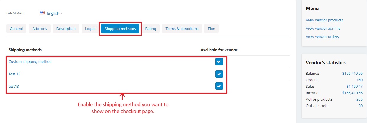 Enable the shipping method you want to see in the checkout page