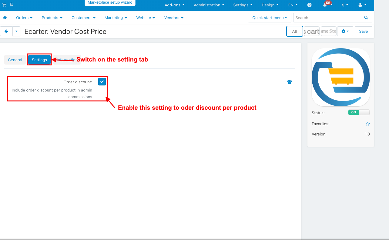 Order Discount per product setting