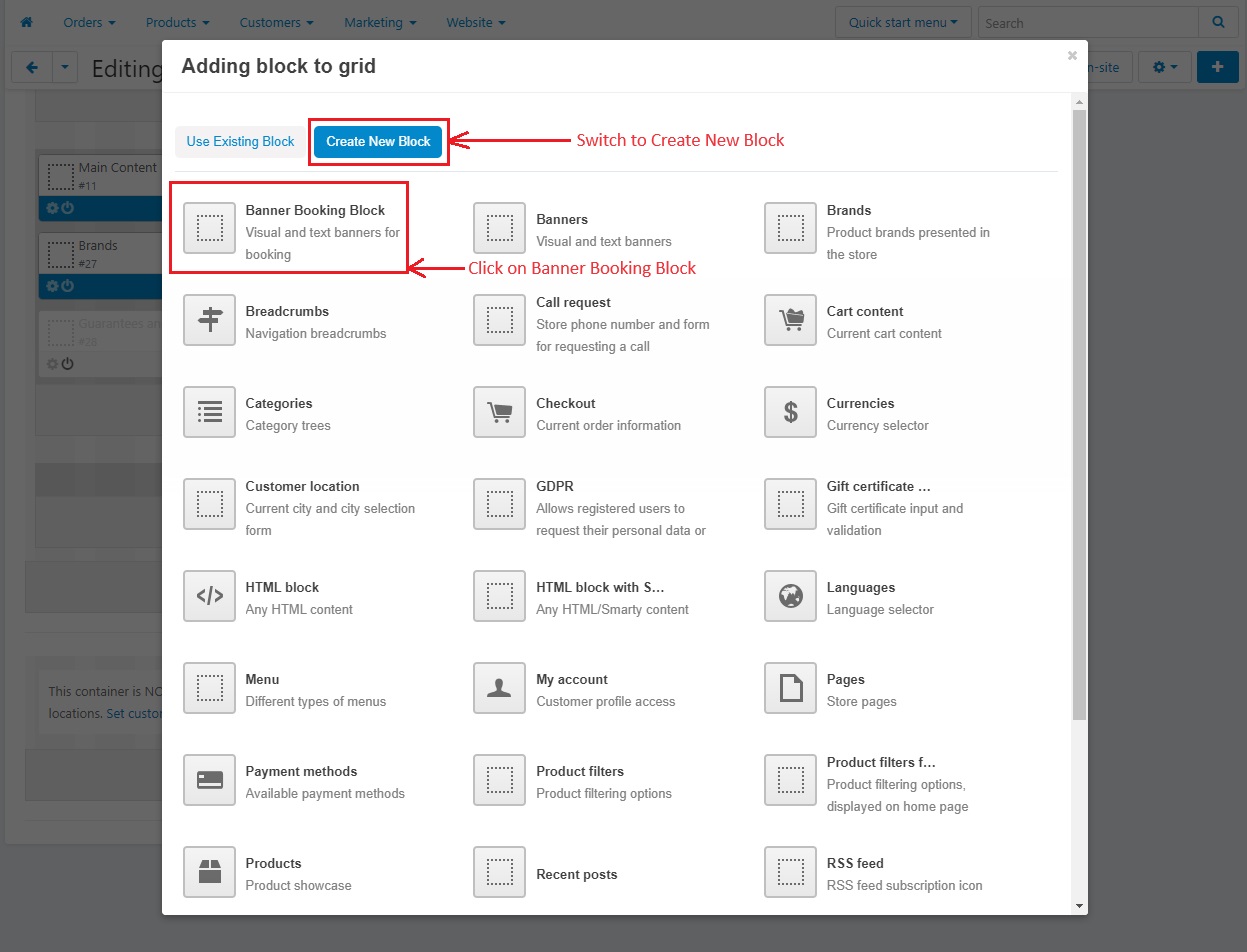 Adding block to grid