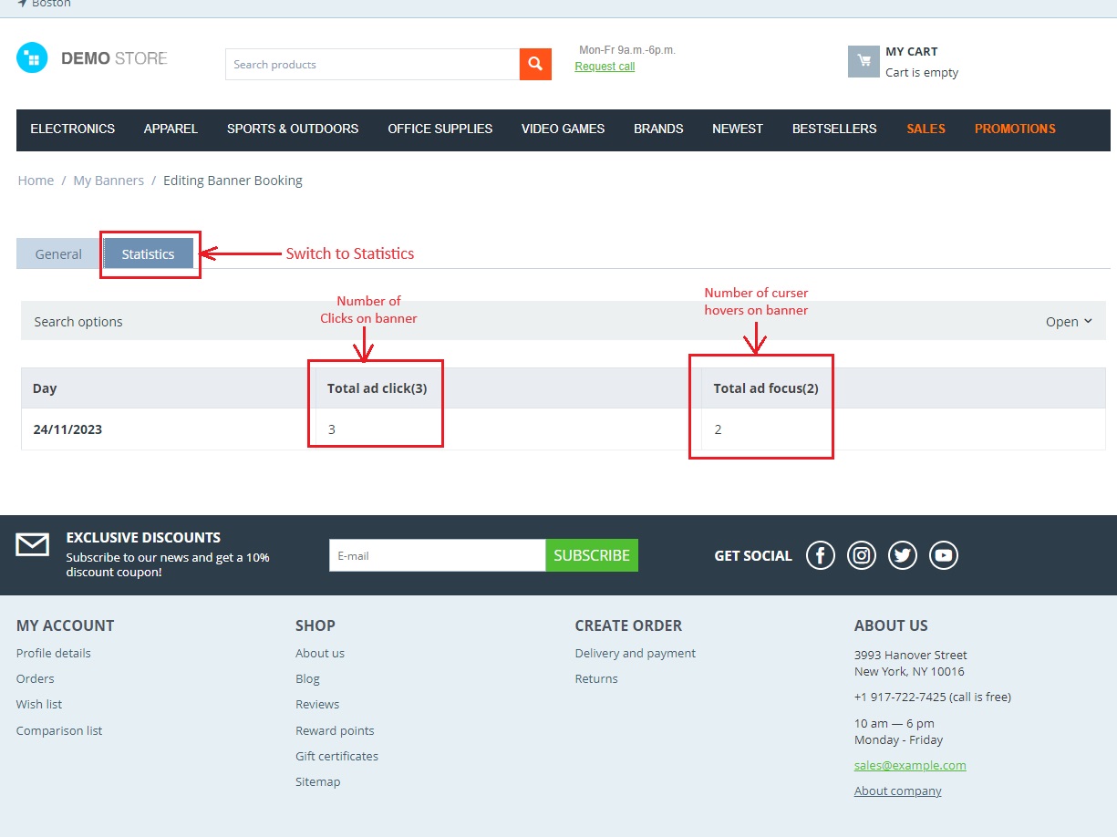 Customer statistic page