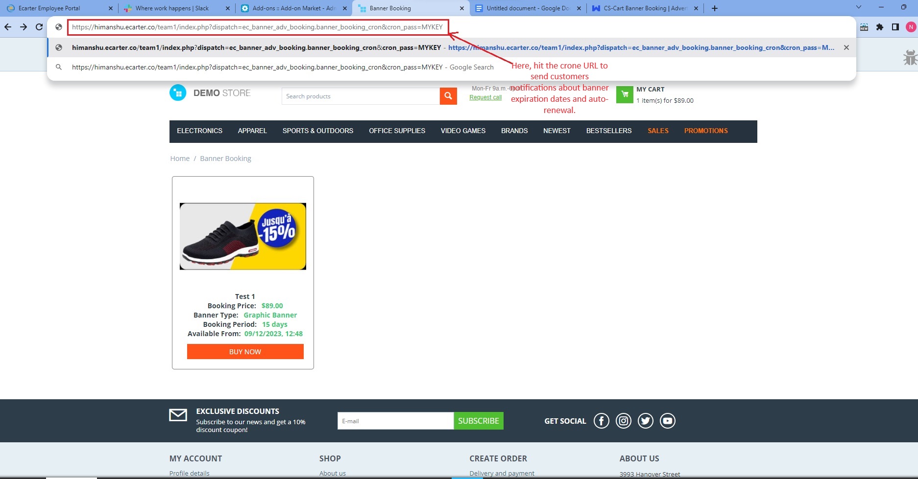 Cron URL to send customers notification about banner expiration date