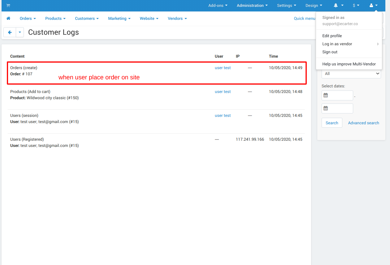 Customer Activity logs — image 10
