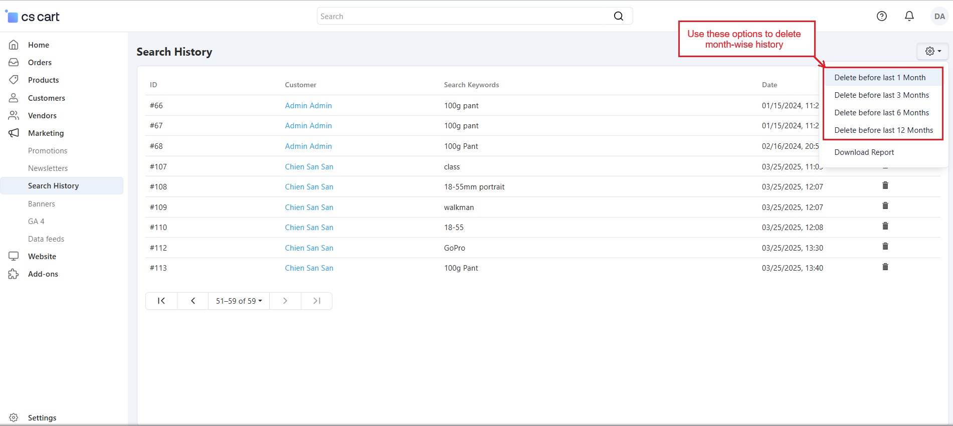 Customer Search History — image 10
