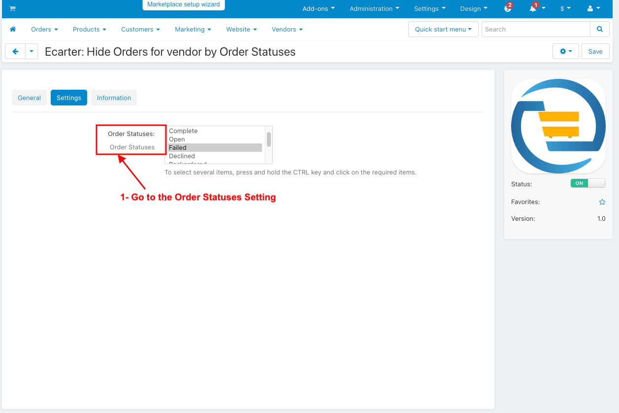 Hide Orders For Vendor By Order Statuses — image 4