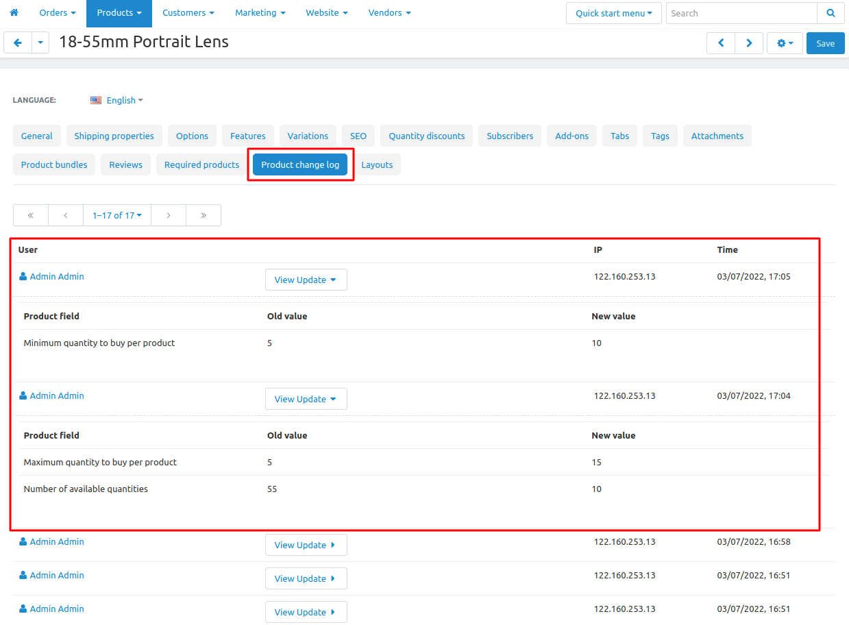 Product Change Log — image 5