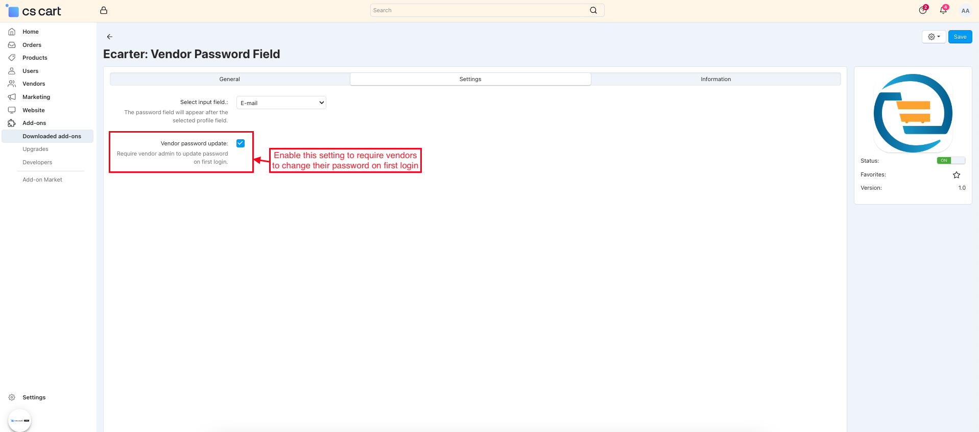 Vendor Password Field — image 5