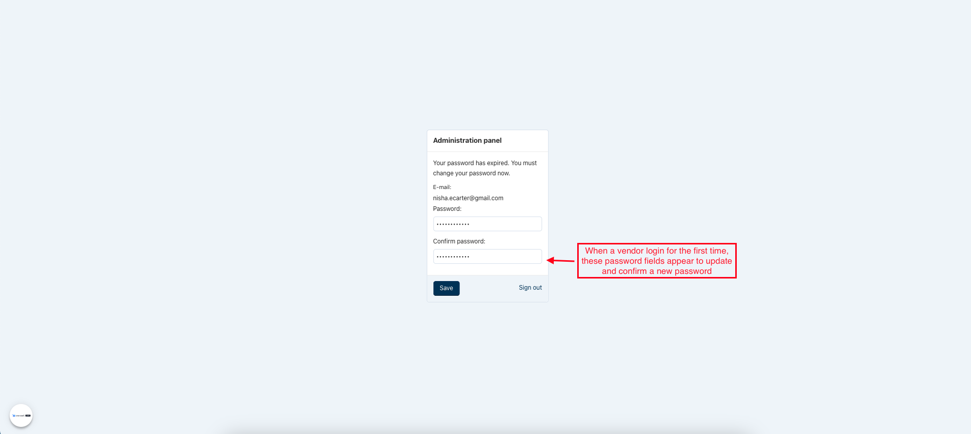 Vendor Password Field — image 7